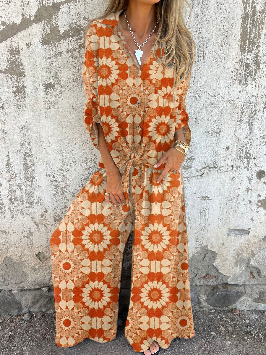 Women's Boho Floral Art Print Casual Two-piece Sets