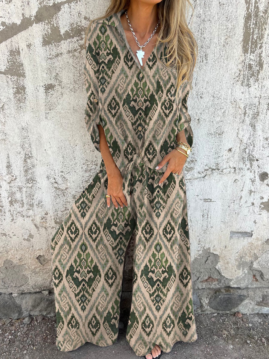 Women's Boho Floral Art Print Casual Two-piece Sets