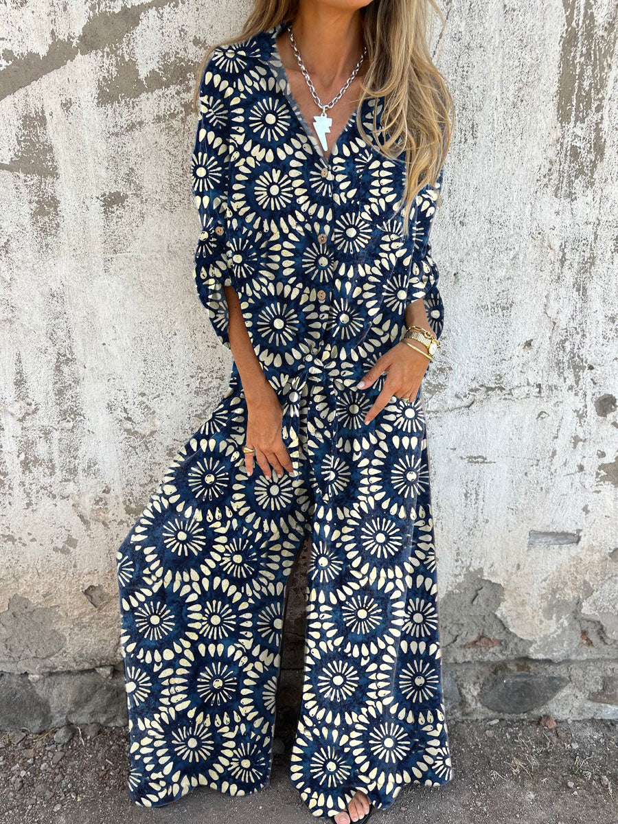 Women's Pastoral Floral Art Print Casual Two-piece Sets