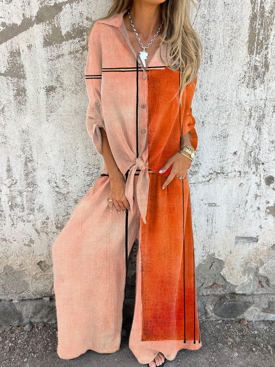 Women's Boho Vintage Art Print Casual Two-piece Sets
