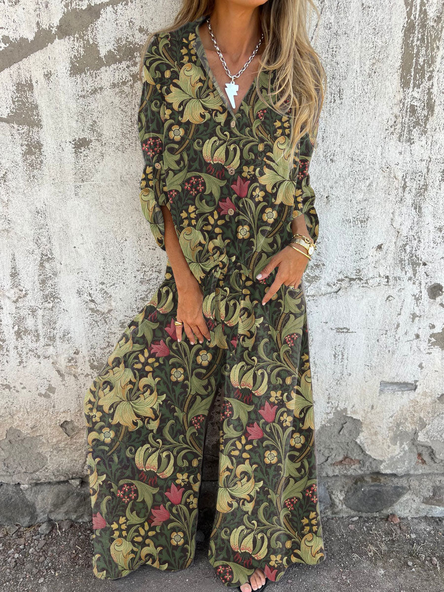 Women's Boho Floral Art Print Casual Two-piece Sets
