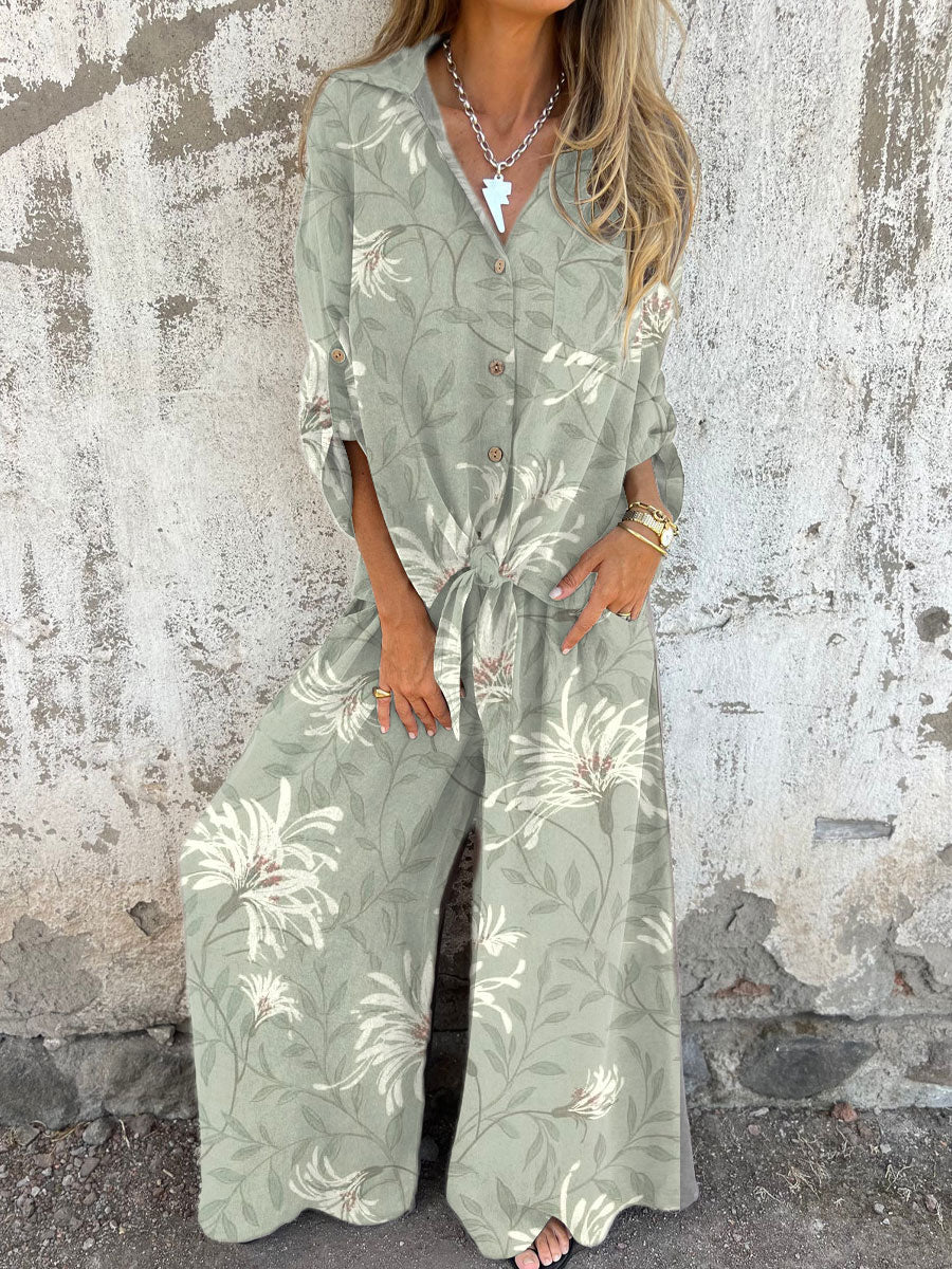 Women's Pastoral Floral Art Print Casual Two-piece Sets