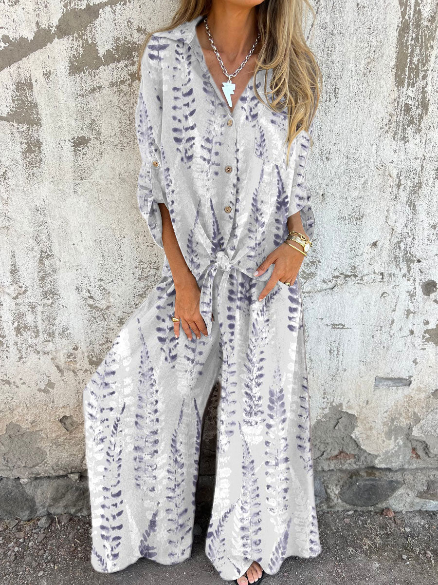 Women's Pastoral Floral Art Print Casual Two-piece Sets