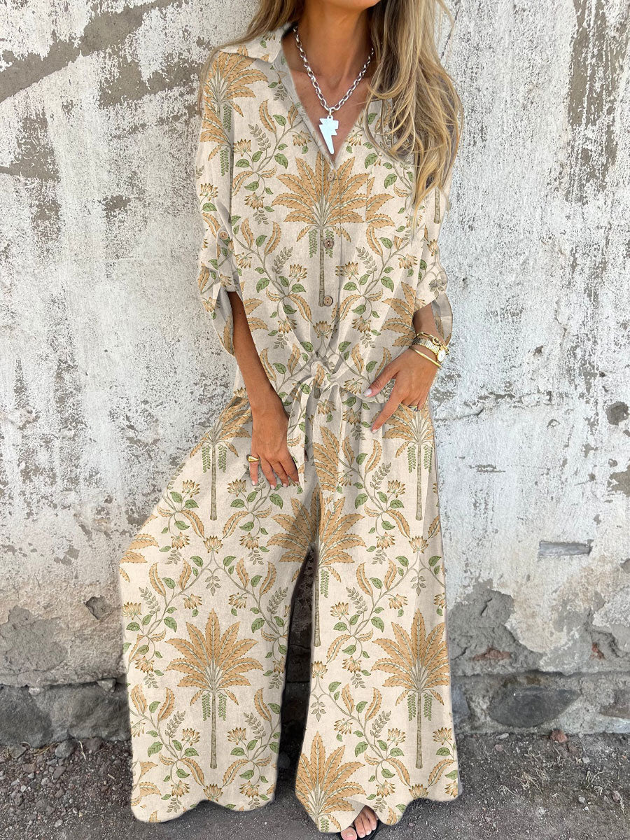 Women's Pastoral Floral Art Print Casual Two-piece Sets
