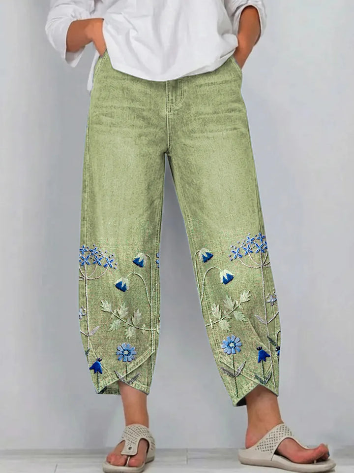 Marielle | Floral Embroidered Wide-Leg Pants