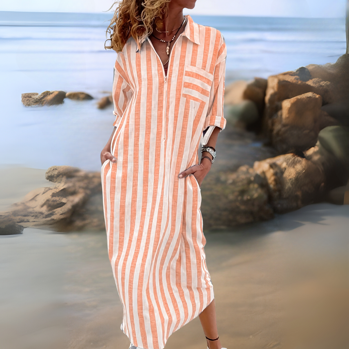 Maralya | Striped V-Neck Dress