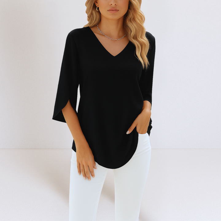 Franchine | Elegant Blouse with V-Neck and Split Sleeves