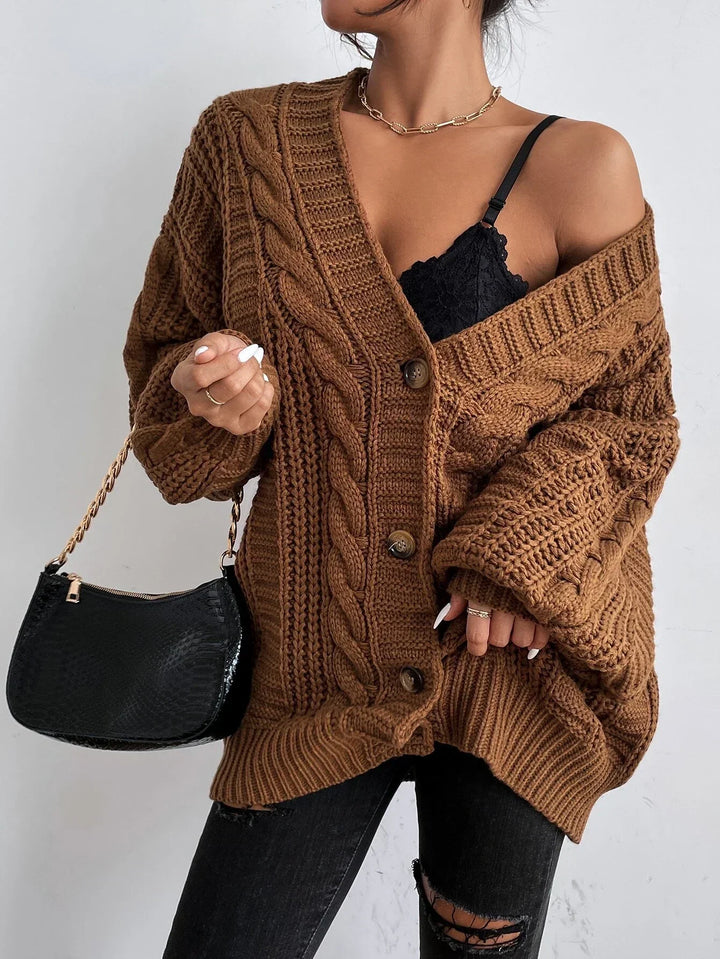 Aleia | Oversized Chunky Cable Knit Cardigan