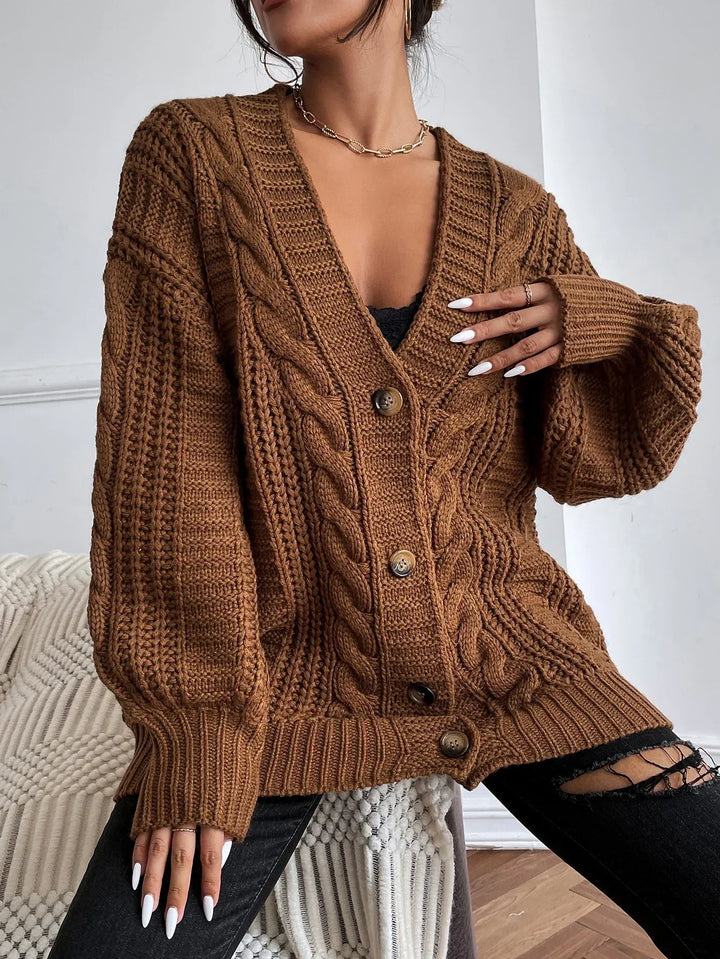 Aleia | Oversized Chunky Cable Knit Cardigan