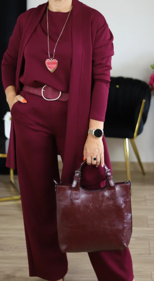 Mazie | Elegant Long Cardigan & Top & Pants 3-Piece Set