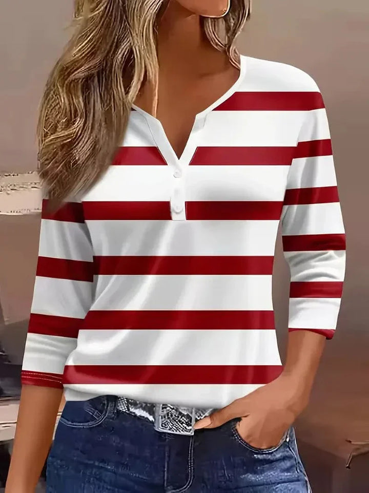 Sharon | Striped V-Neck Top