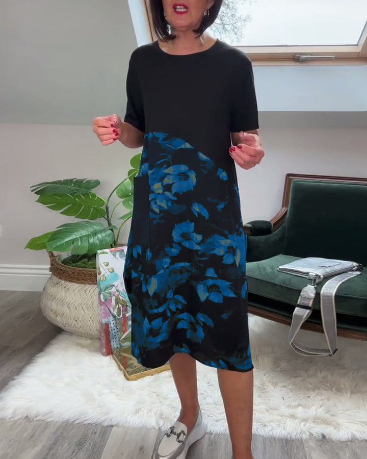 Avery | Floral Mosaic Round-Neck Dress