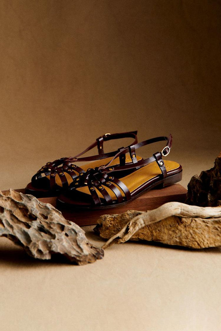 Bianca Metallic Stud Sandals Earth