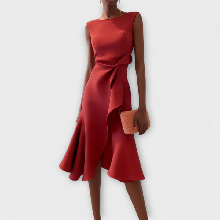 Josephine | Draped Asymmetric Midi Dress