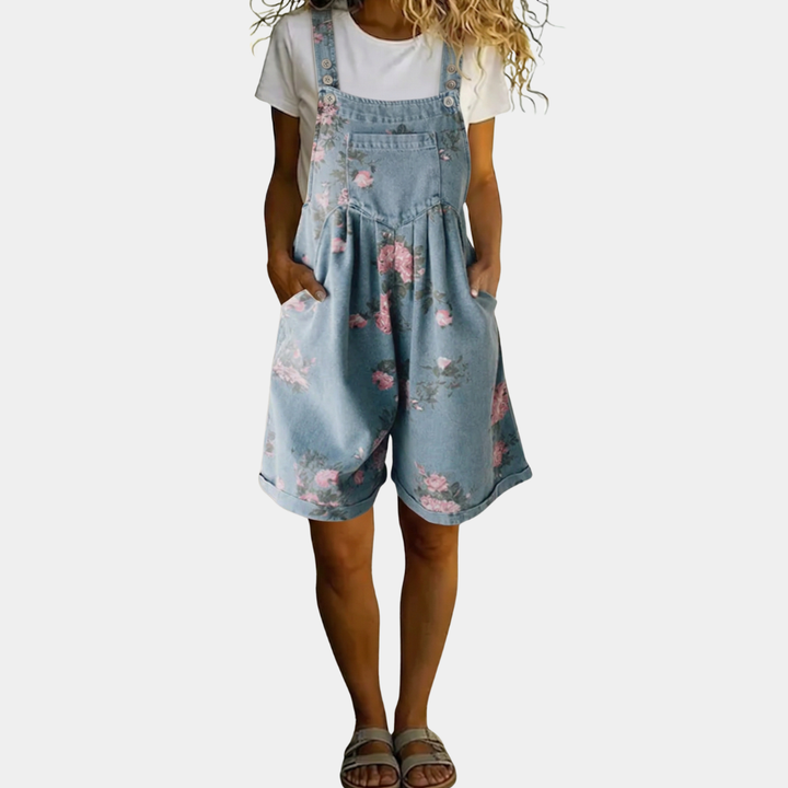 Saylor | Soft Floral Denim Short Jumpsuit