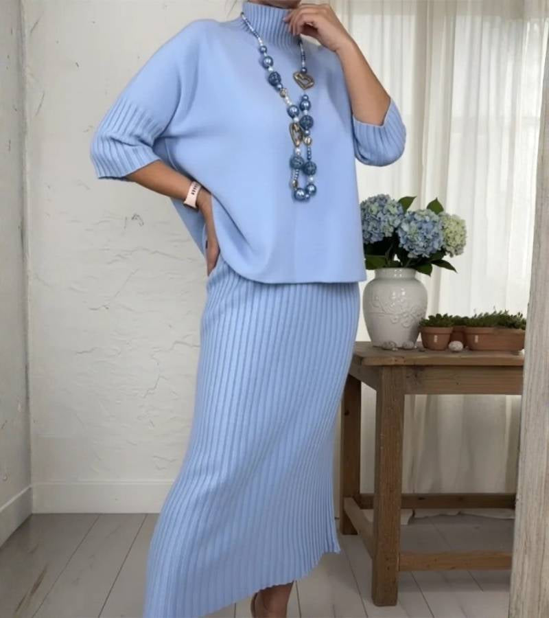 Debora | Knit ensemble with ribbed midi skirt