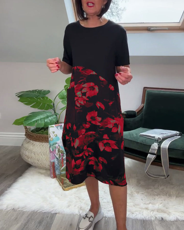 Avery | Floral Mosaic Round-Neck Dress