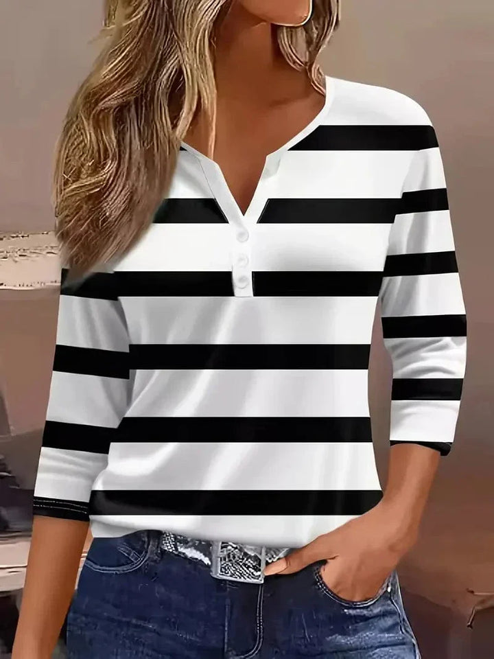 Sharon | Striped V-Neck Top