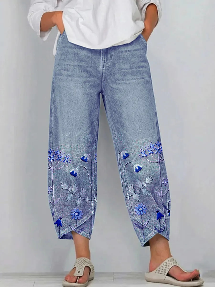 Marielle | Floral Embroidered Wide-Leg Pants