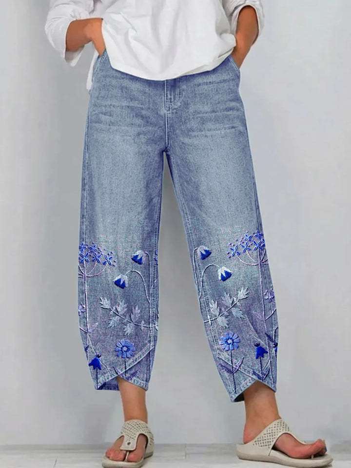 Marielle | Floral Embroidered Wide-Leg Pants