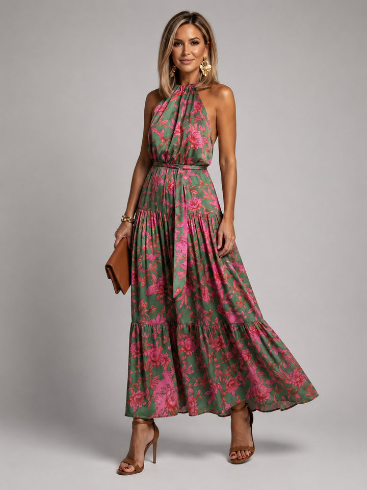 Elara | Draped Halter Midi Dress