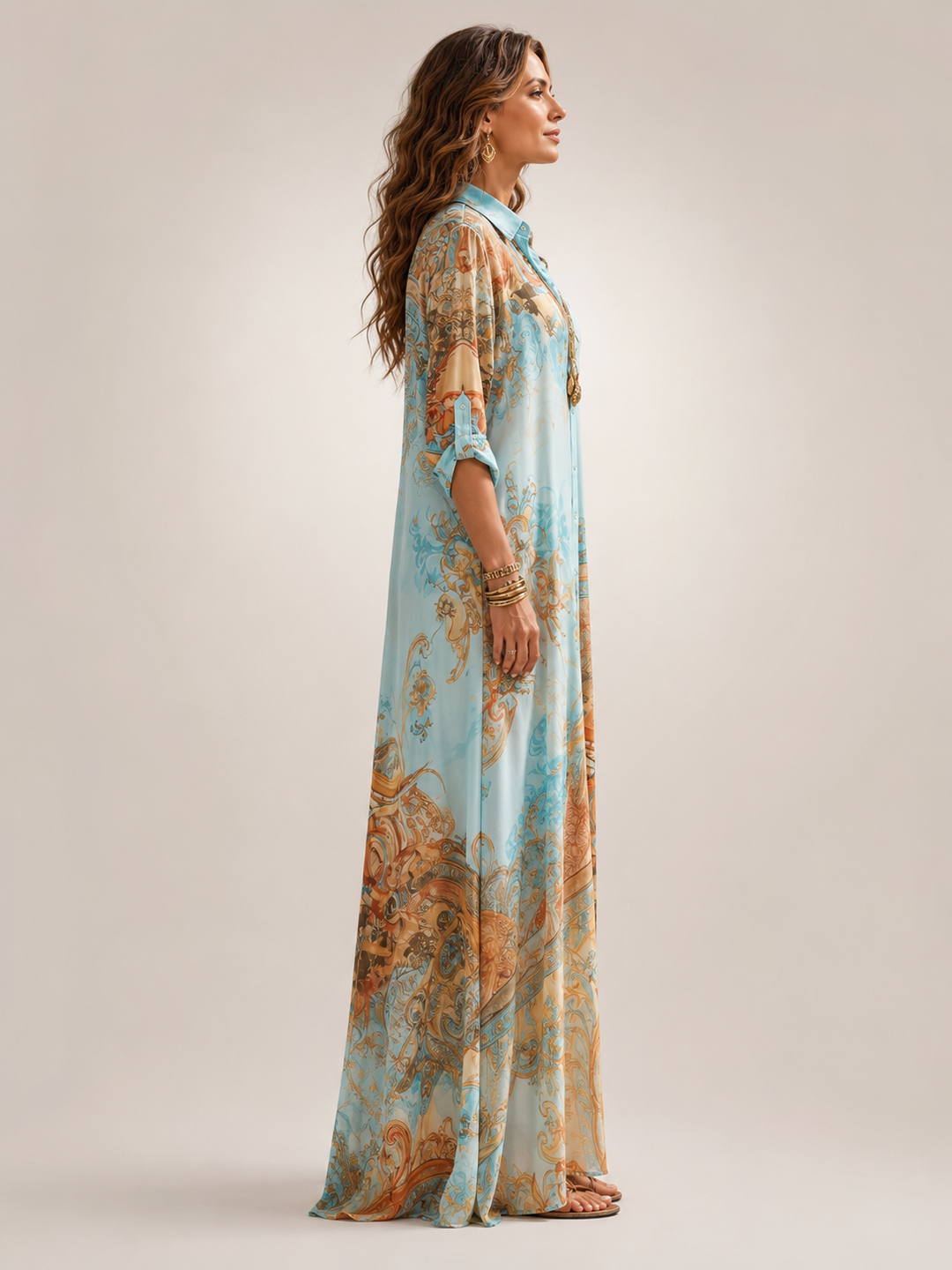 Liane | Floral Maxi Dress with Button Placket