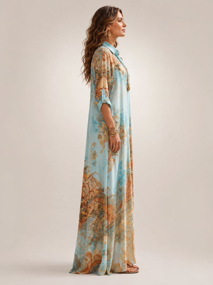 Liane | Floral Maxi Dress with Button Placket
