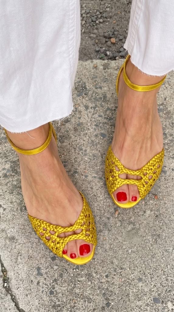 Isadora Woven Golden Sandals Comfort