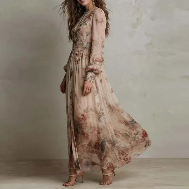 Amelia | Vintage Floral High-Waist Maxi Dress