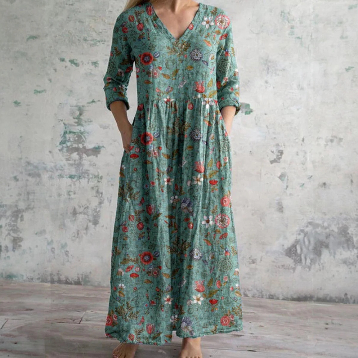 Jillian | Floral Linen-Cotton Dress