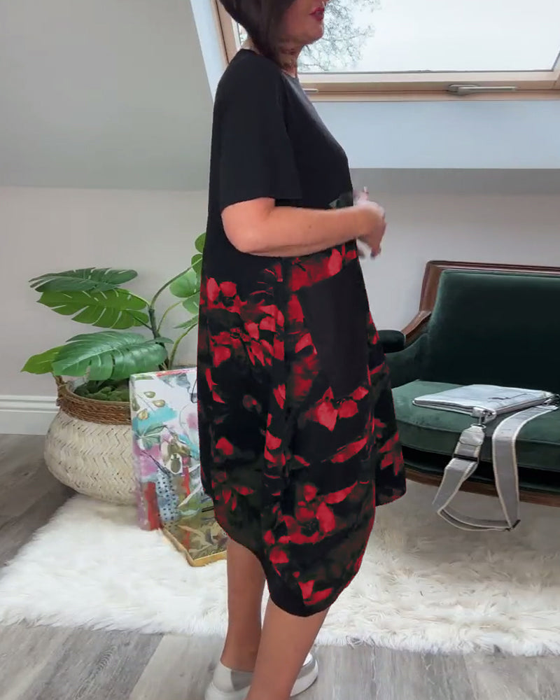 Avery | Floral Mosaic Round-Neck Dress