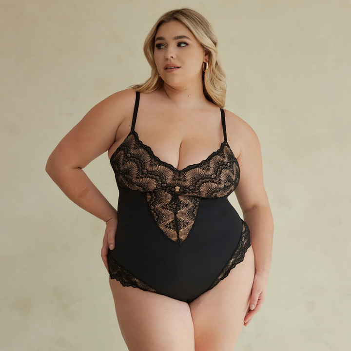 Tonette | Lace Shapewear Bodysuit – Black