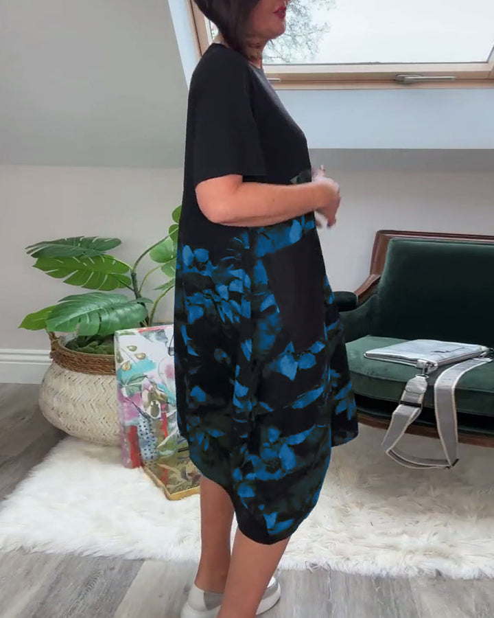 Avery | Floral Mosaic Round-Neck Dress