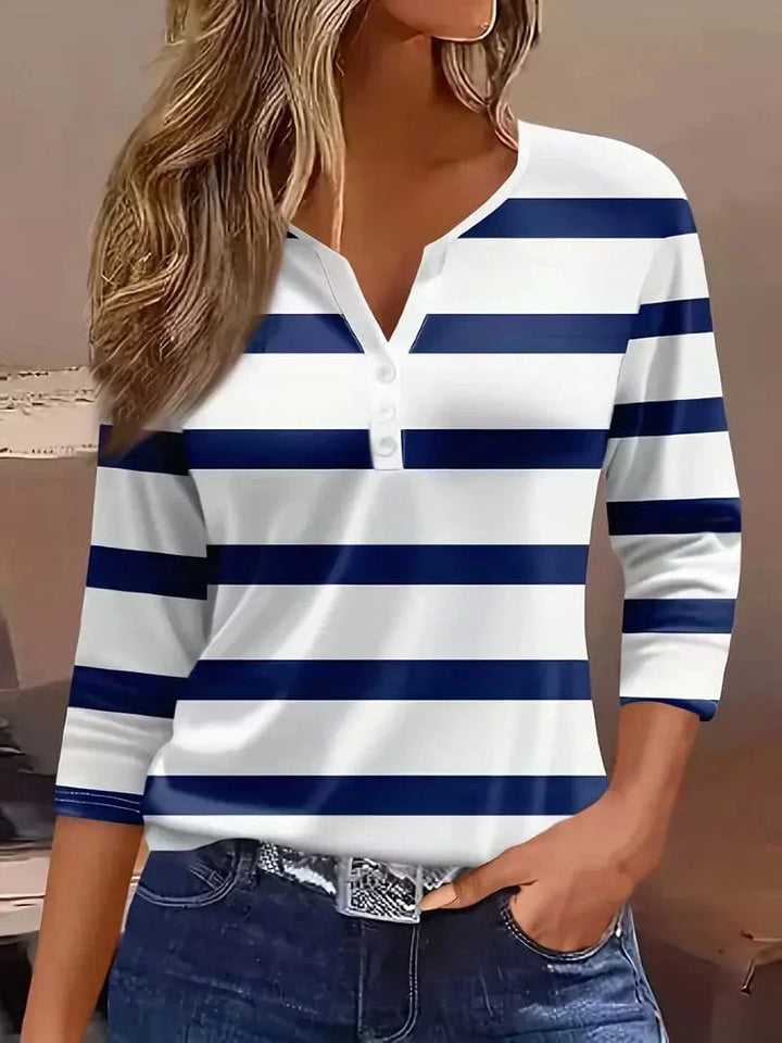 Sharon | Striped V-Neck Top
