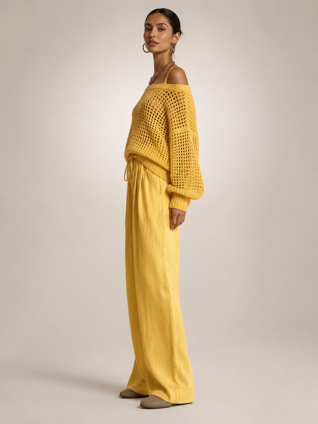 Herta | Off-Shoulder Two-Piece Set with Wide Pants