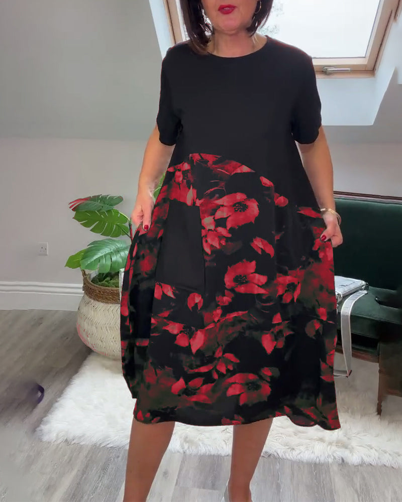 Avery | Floral Mosaic Round-Neck Dress