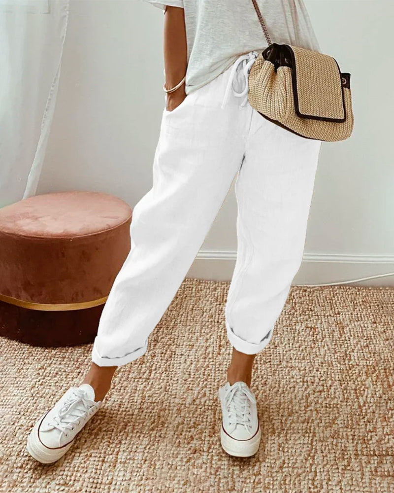Lucie™ — Flowing Pants in Cotton and Linen Blend