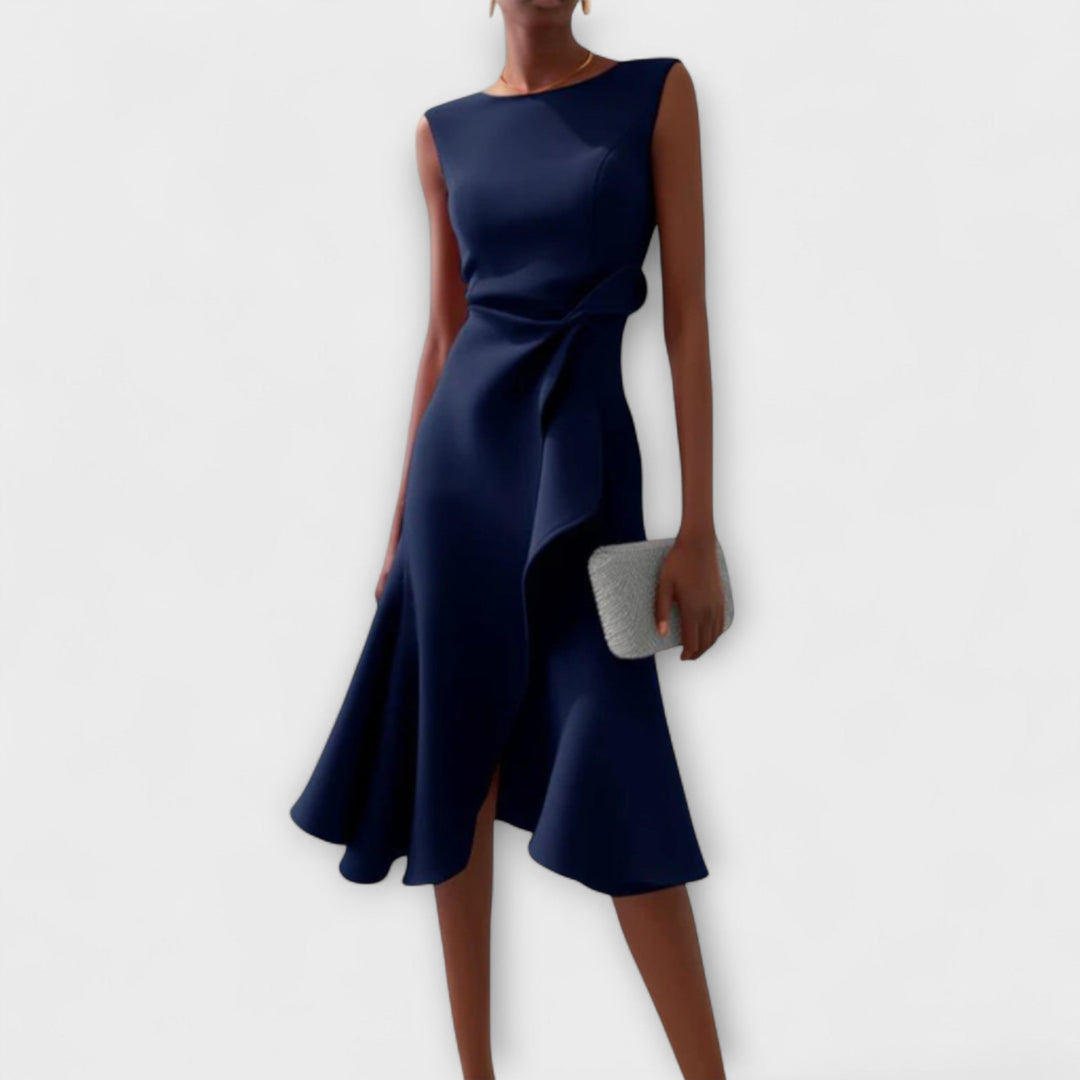 Josephine | Draped Asymmetric Midi Dress