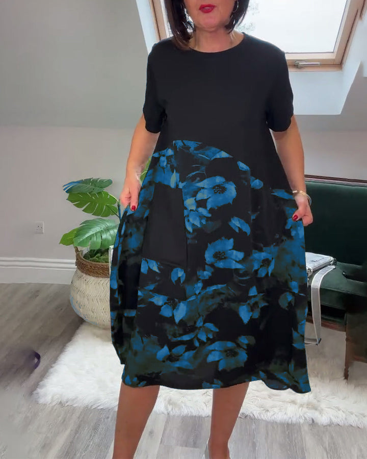 Avery | Floral Mosaic Round-Neck Dress