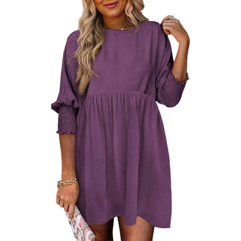 Shamara | Casual Crew Neck Loose Fit Mini Dress