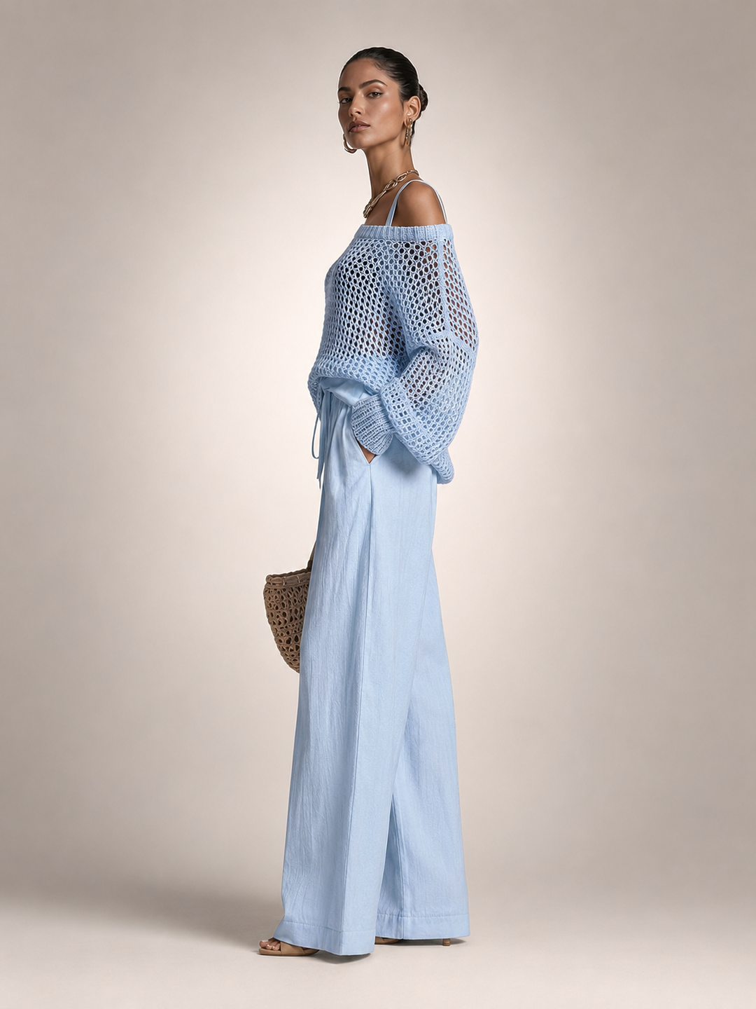 Herta | Off-Shoulder Two-Piece Set with Wide Pants