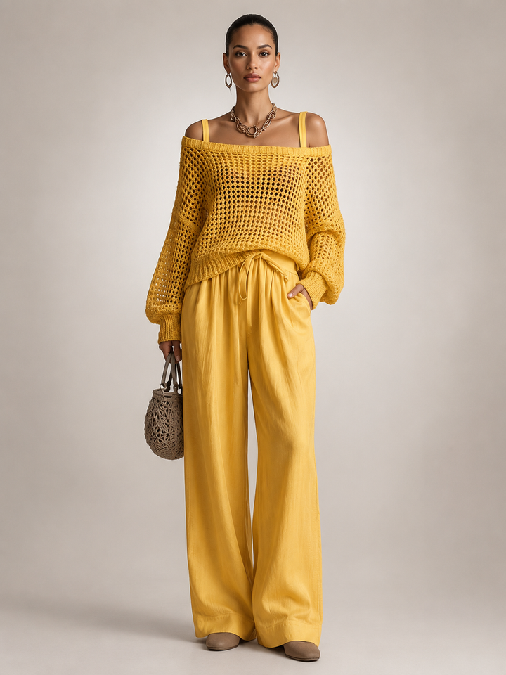 Herta | Off-Shoulder Two-Piece Set with Wide Pants
