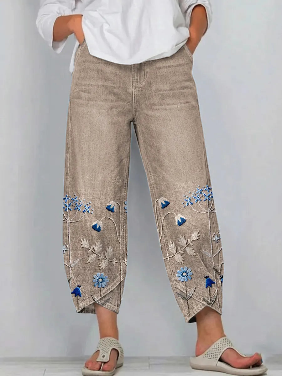 Marielle | Floral Embroidered Wide-Leg Pants