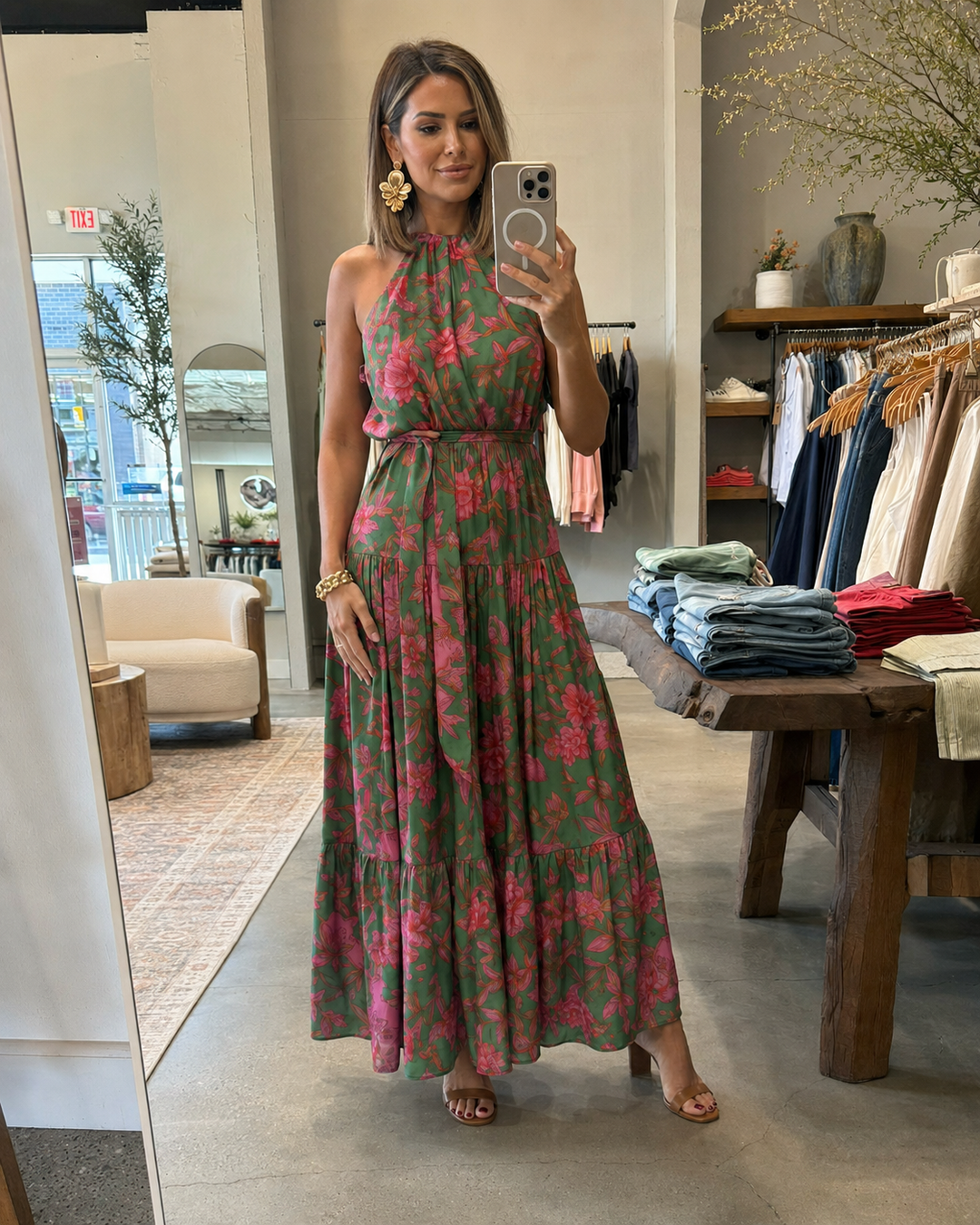 Elara | Draped Halter Midi Dress