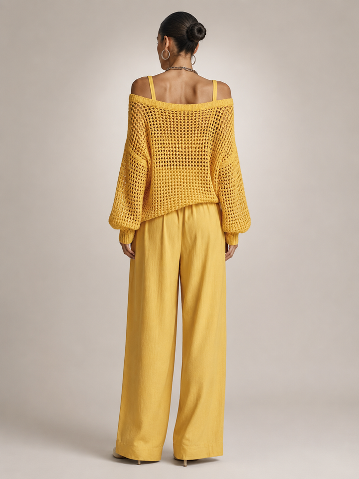 Herta | Off-Shoulder Two-Piece Set with Wide Pants