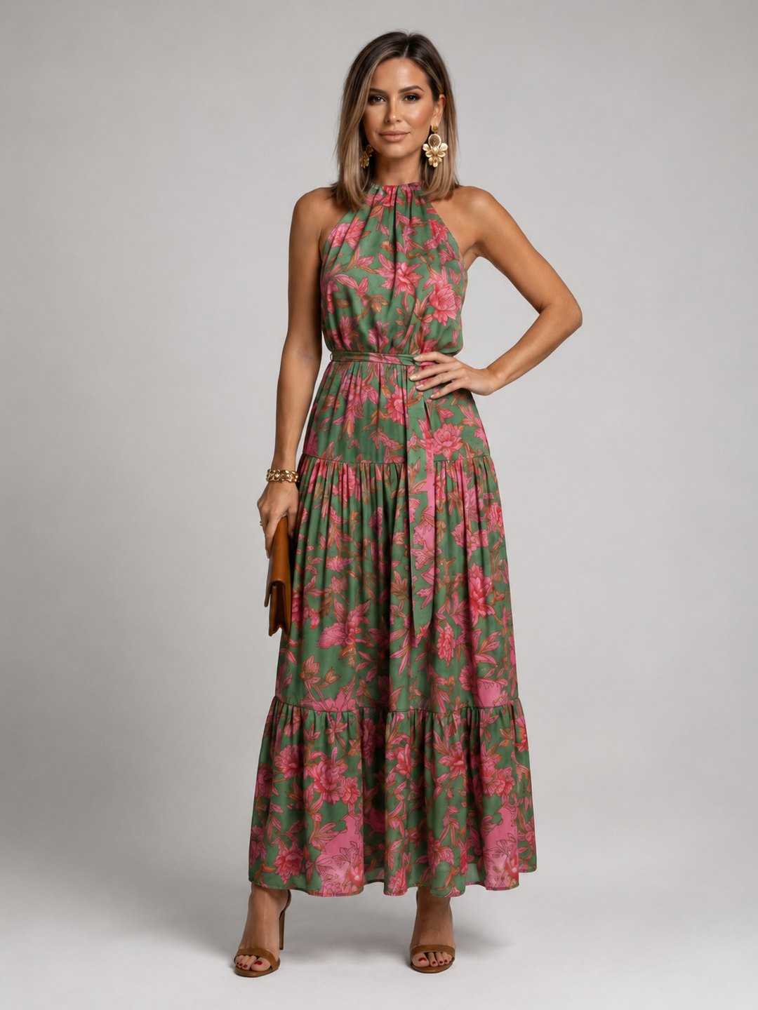 Elara | Draped Halter Midi Dress