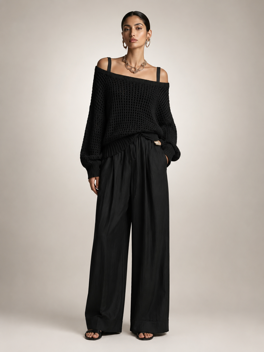 Herta | Off-Shoulder Two-Piece Set with Wide Pants