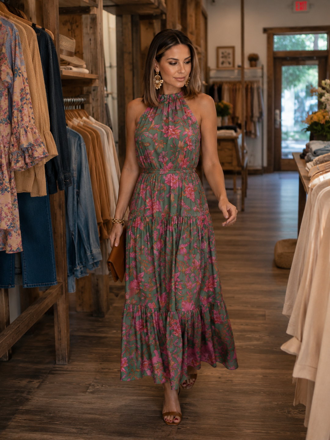 Elara | Draped Halter Midi Dress