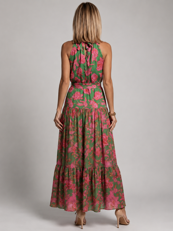 Elara | Draped Halter Midi Dress