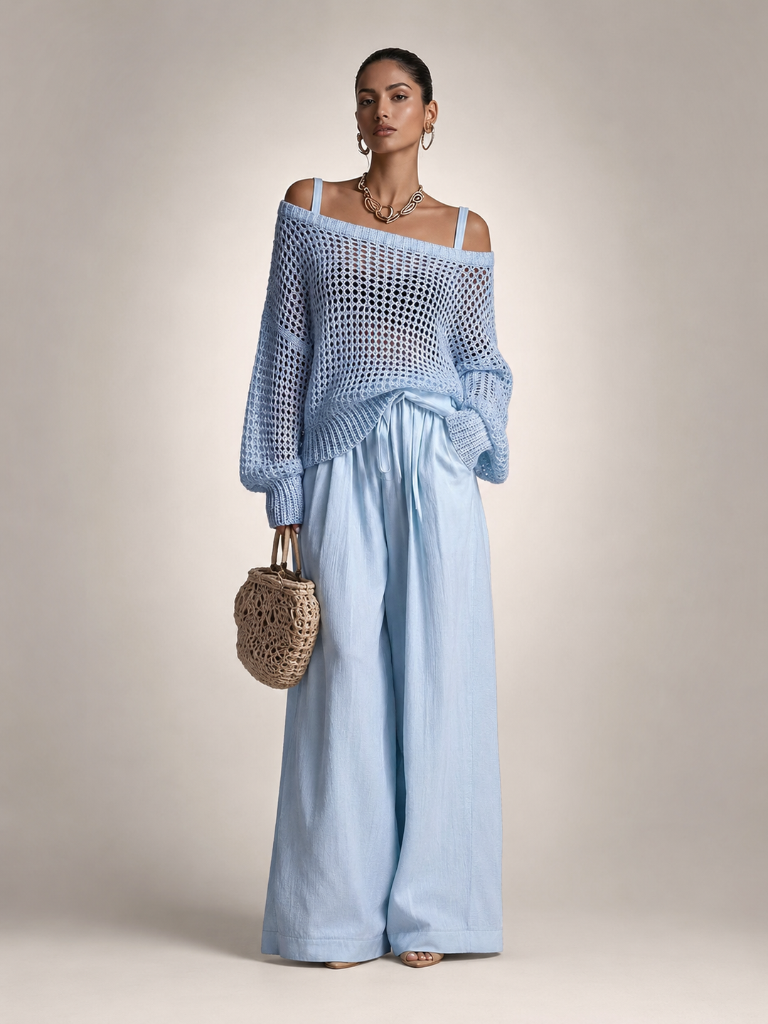 Herta | Off-Shoulder Two-Piece Set with Wide Pants